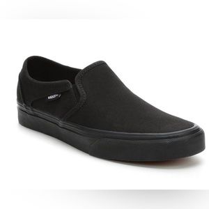 Vans - All black canvas slip on, women’s size 10.